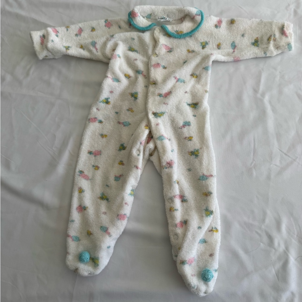 Vintage Toddletime Penneys Terrycloth Sleeper w Snap Newborn Size Gender Neutral